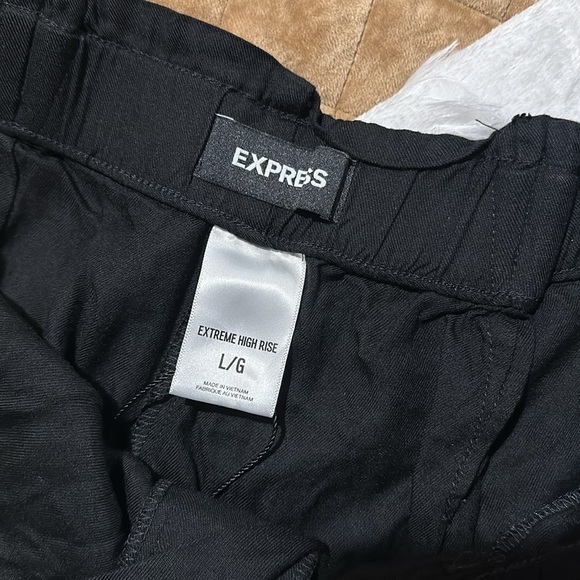 EXPRESS Paper Bag Style High Waist Pants - Picture 2 of 3